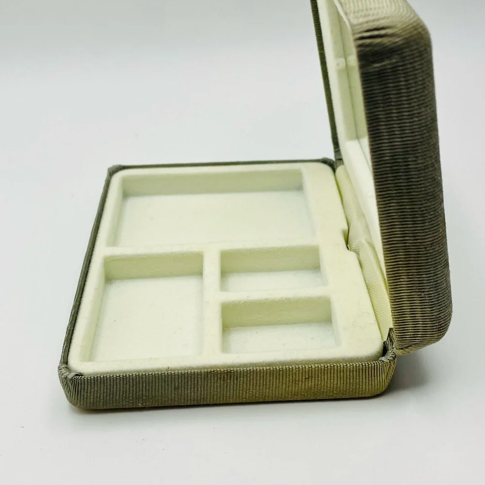 Vintage Mirror Jewelry Box Travel Case. Hinged Design. Small lined Compartments